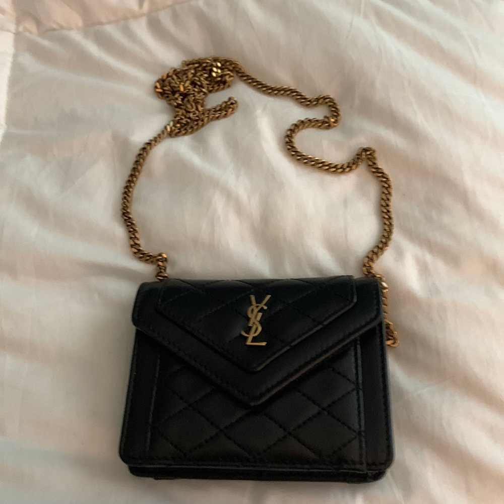YSL Saint Laurent Mini Gabby quilted leather credit card - ID holder